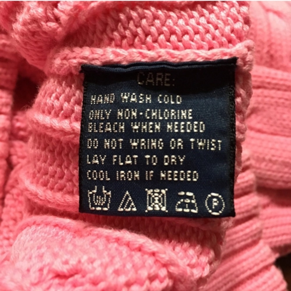 Ralph Lauren Cable Knit Sweater Pink M Crew Neck Long Sleeve Pullover - Picture 6 of 8